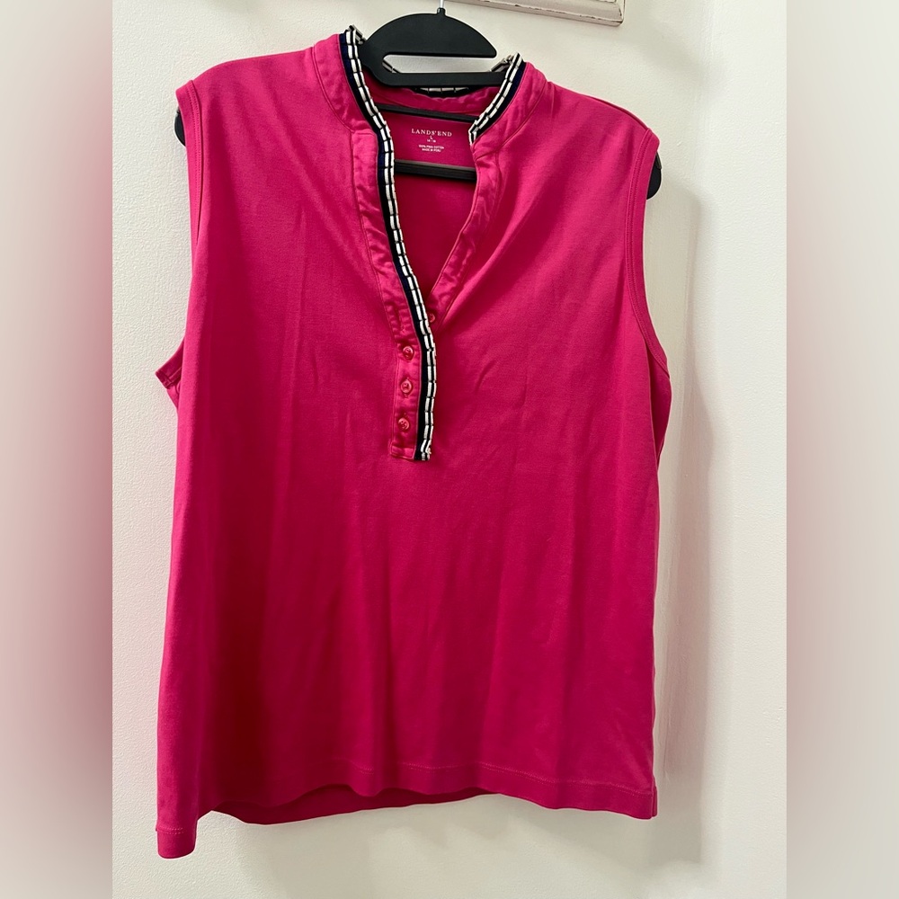 Land’s End. Perfectly pink with ribbon trim, sleeveless top Sz 14-16
